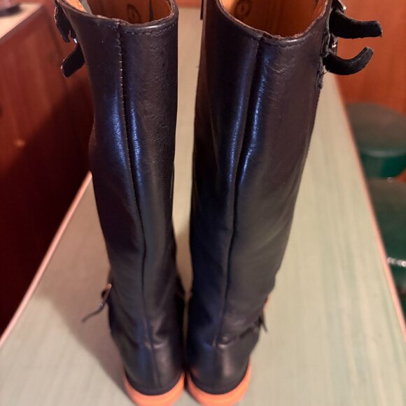 Womens John Fluevog Tall Black Leather Zip Maggie Bond Girl Boots Size 8 - Picture 8 of 16
